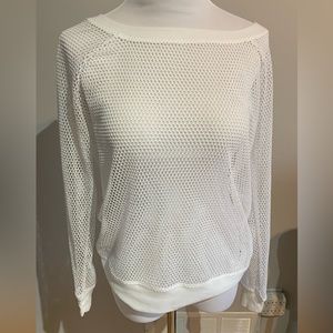 White mesh crew neck